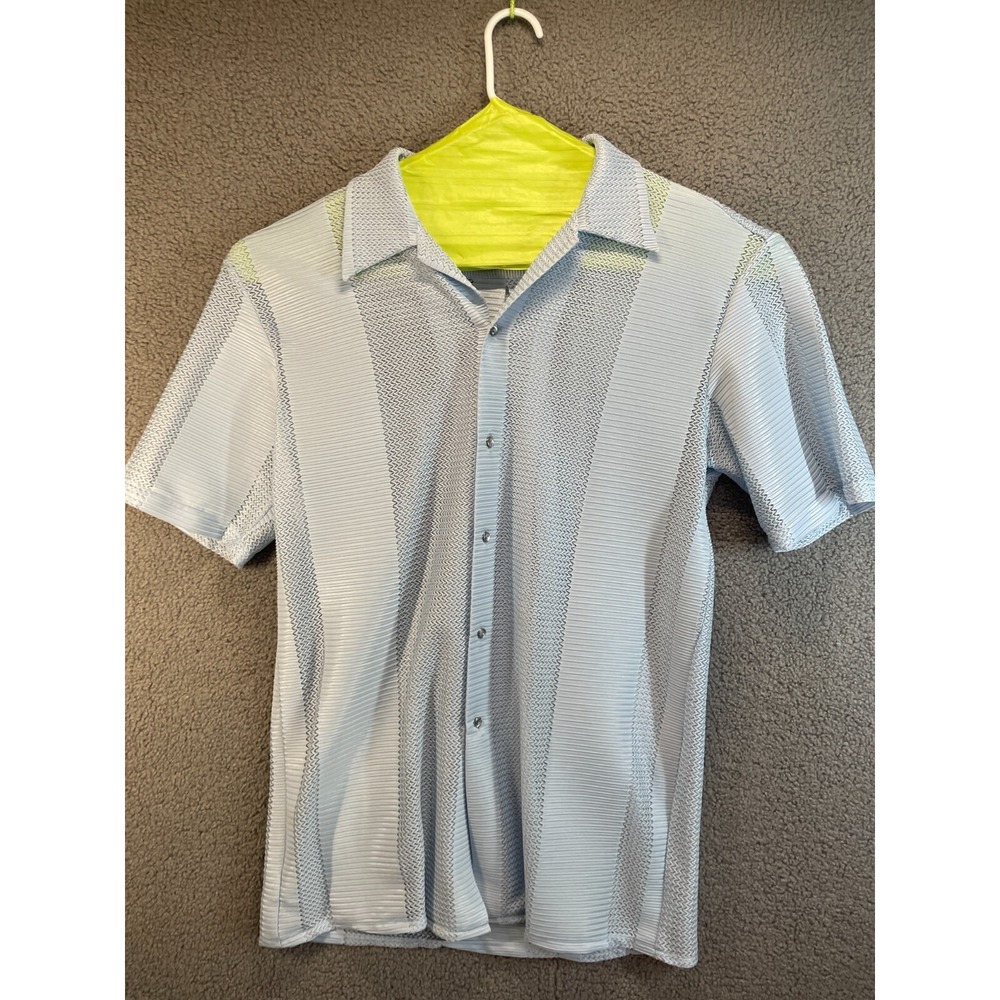 PRONTI Short‎ Sleeve Shirt Men's Size Large Blue Button Down preppy